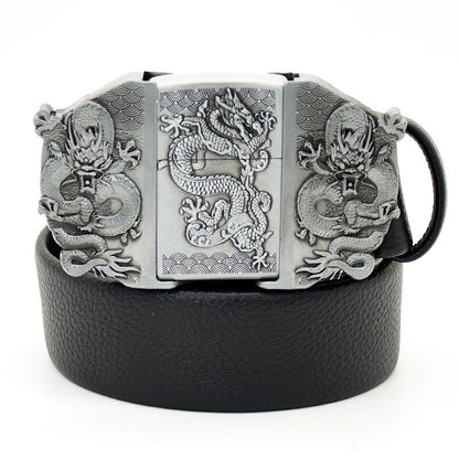 CINTURÓN DE CUERO GENUINO ESTILO PUNK DE MODA CON ENCENDEDOR 🔥