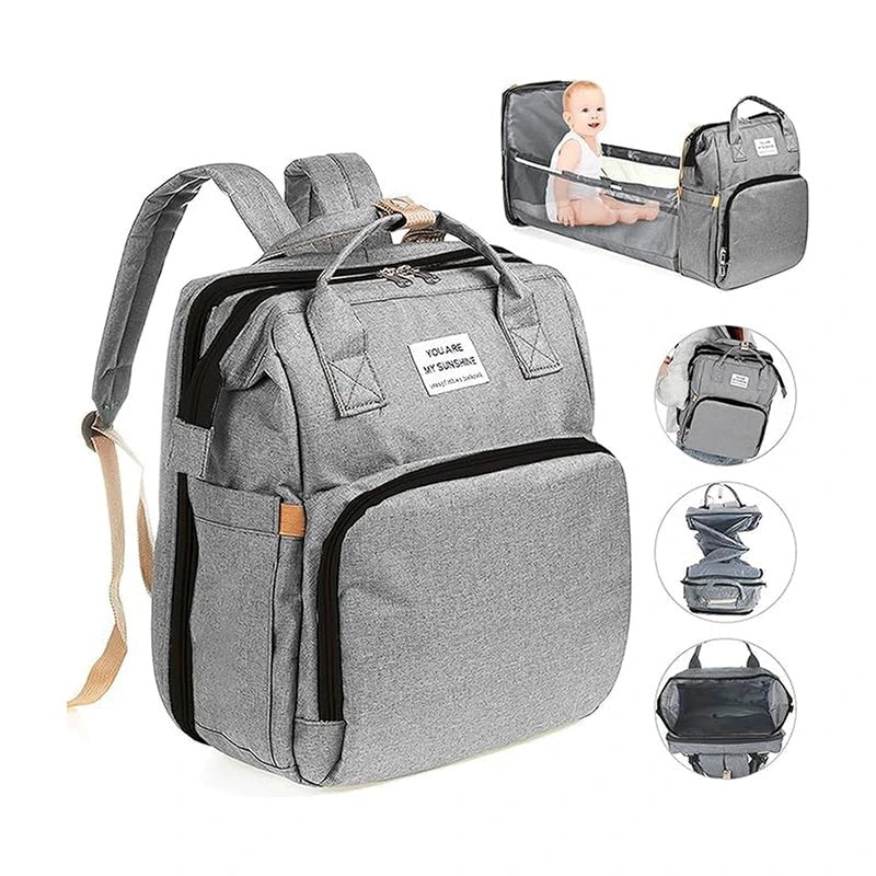 Mochila Pañalera Multifuncional Con Cama Plegable Para Bebé