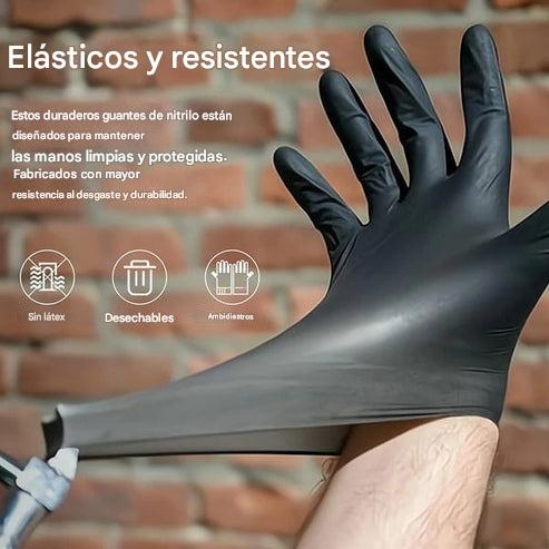 100 Guantes desechables de nitrilo, antideslizantes y resistentes a los arañazos.