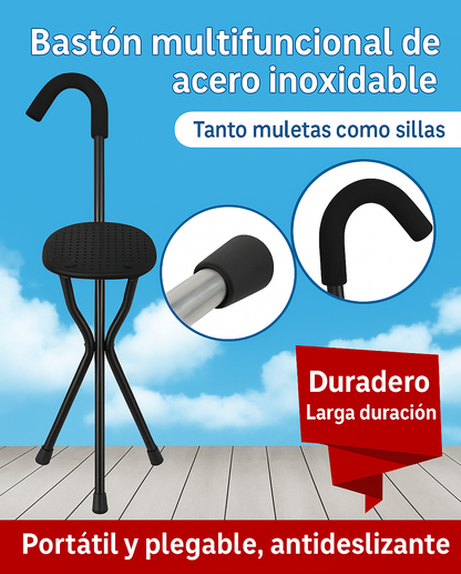 BASTÓN ASIENTO 2 EN 1: CAMINÁ CON SEGURIDAD, DESCANSÁ DONDE QUIERAS🪑