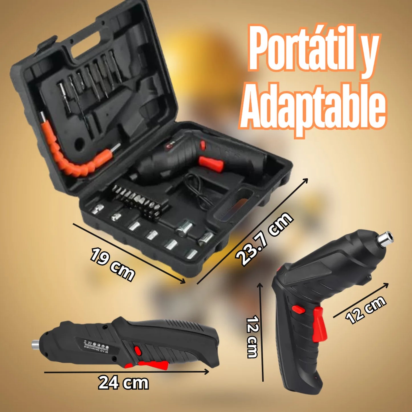 MINI MALETA CON TALADRO - Juego de destornilladores eléctricos con batería recargable
